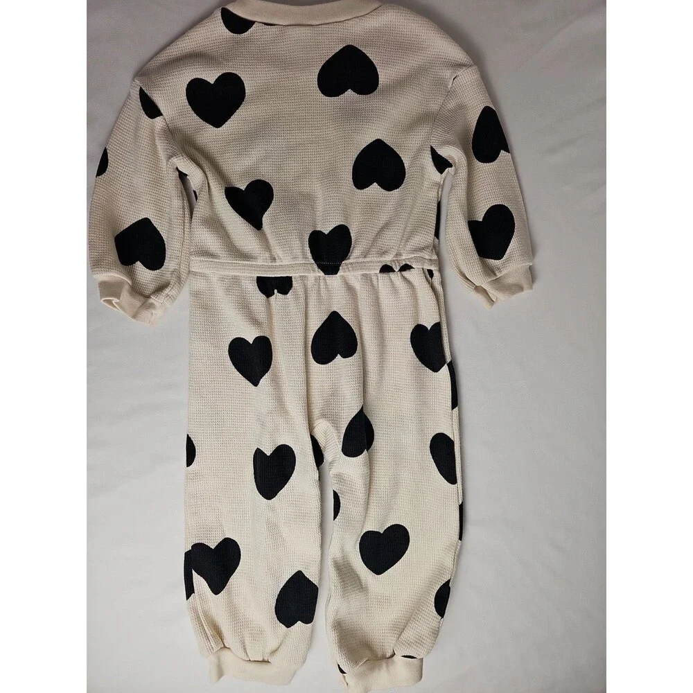 Carter's Child of Mine Baby Heart Print Waffle Knit One Piece 12 Months